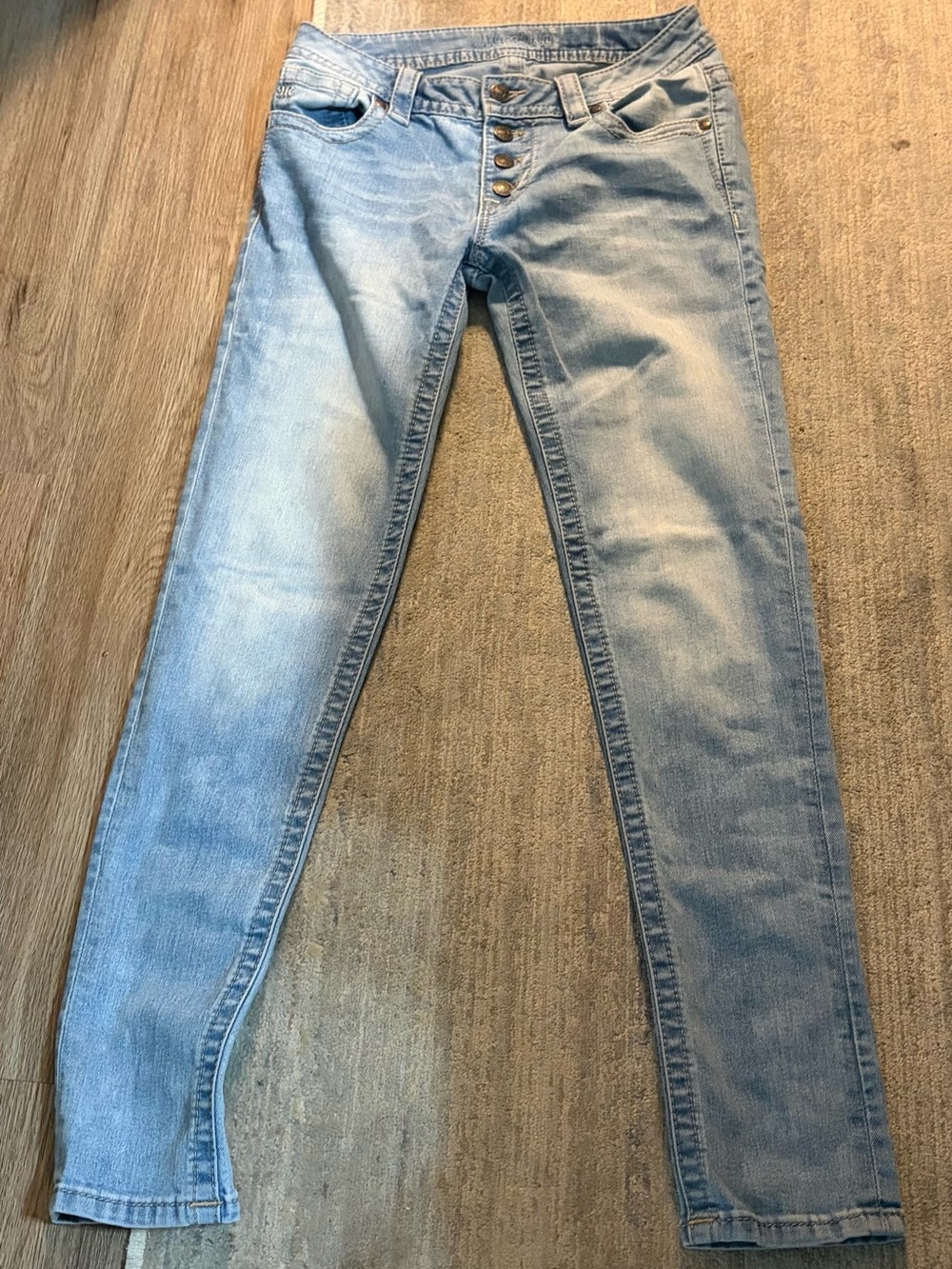 Miss Me Light Blue Straight Leg Jeans - Button Fly